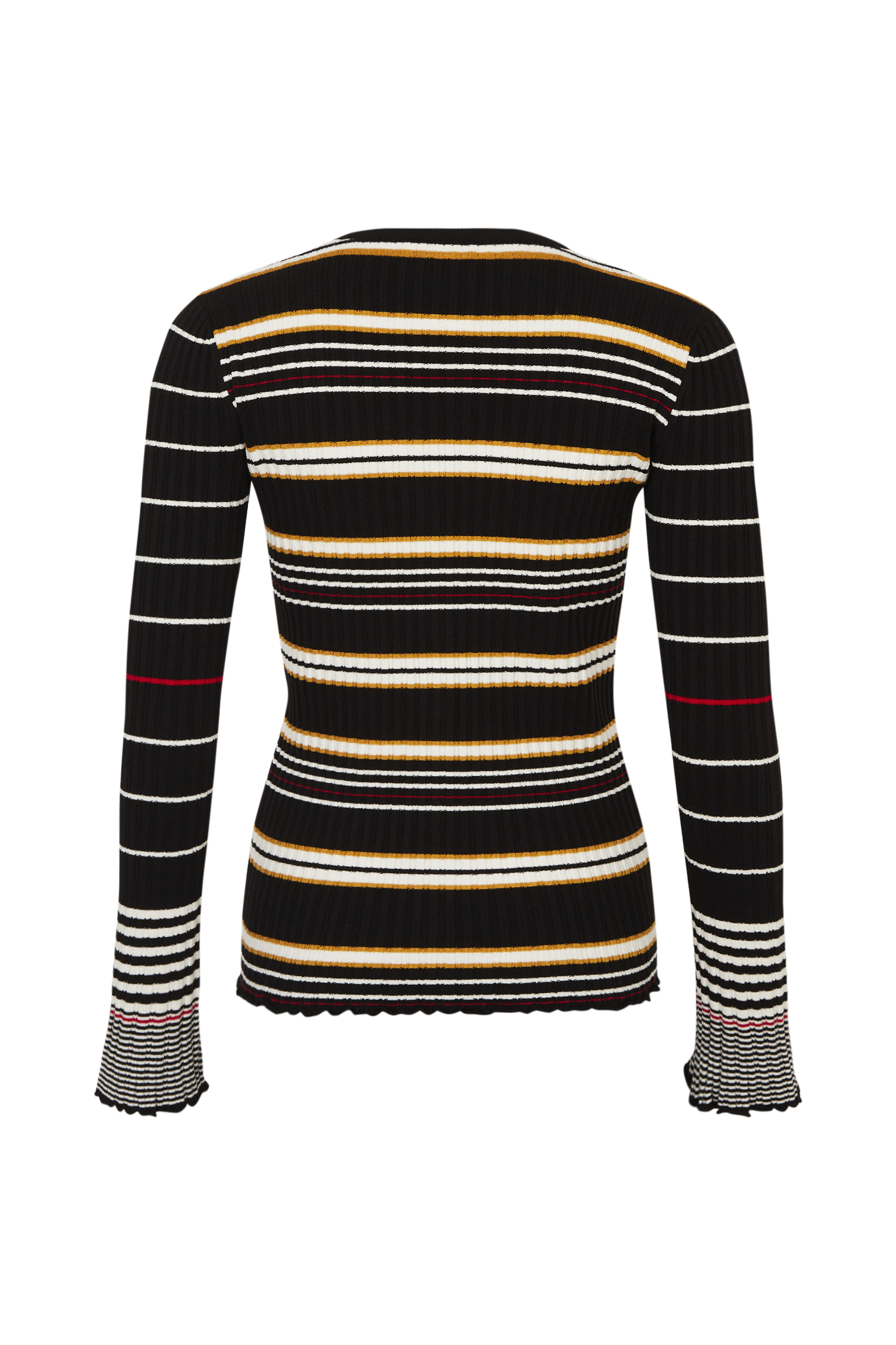 Cardigan à col v en laine - Noir & Écru