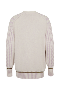 Cardigan col v torsadé en alpaga - Lilas
