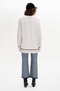 Cardigan col v torsadé en alpaga - Lilas
