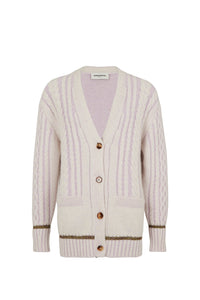 Cardigan col v torsadé en alpaga - Lilas