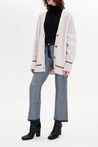Cardigan col v torsadé en alpaga - Lilas