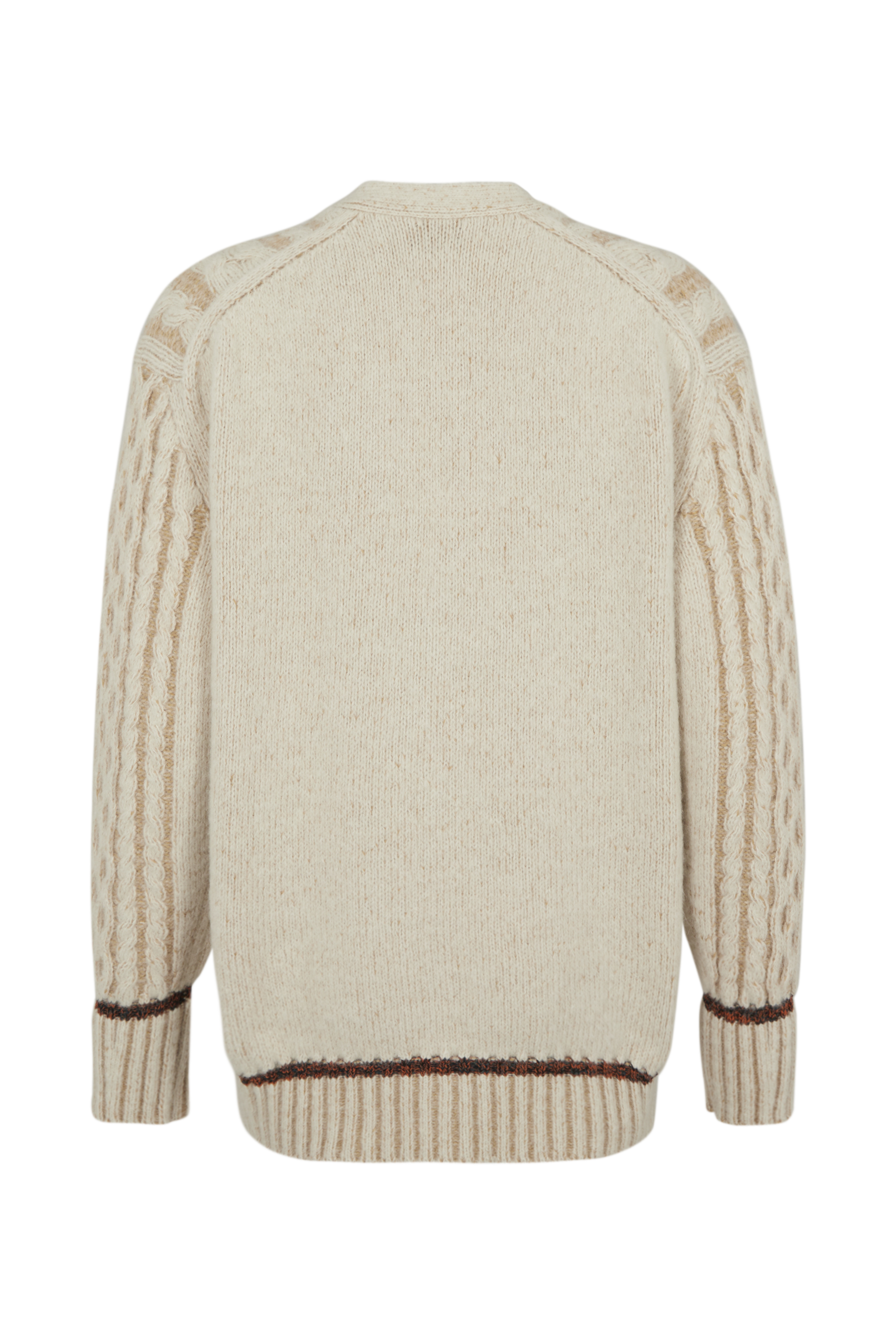 Cardigan col v torsadé en alpaga - Écru