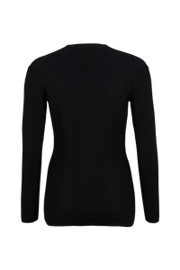 Cardigan long à boutons argentés siglés SR - Noir