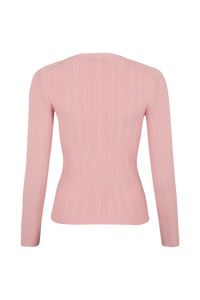 Cardigan à boutons argentés siglés SR - Rose