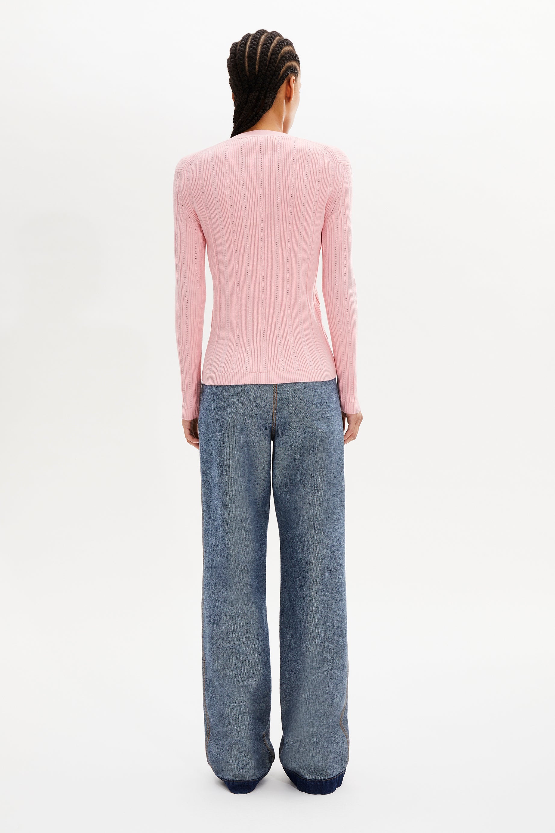 Cardigan à boutons argentés siglés SR - Rose