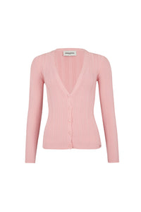 Cardigan à boutons argentés siglés SR - Rose