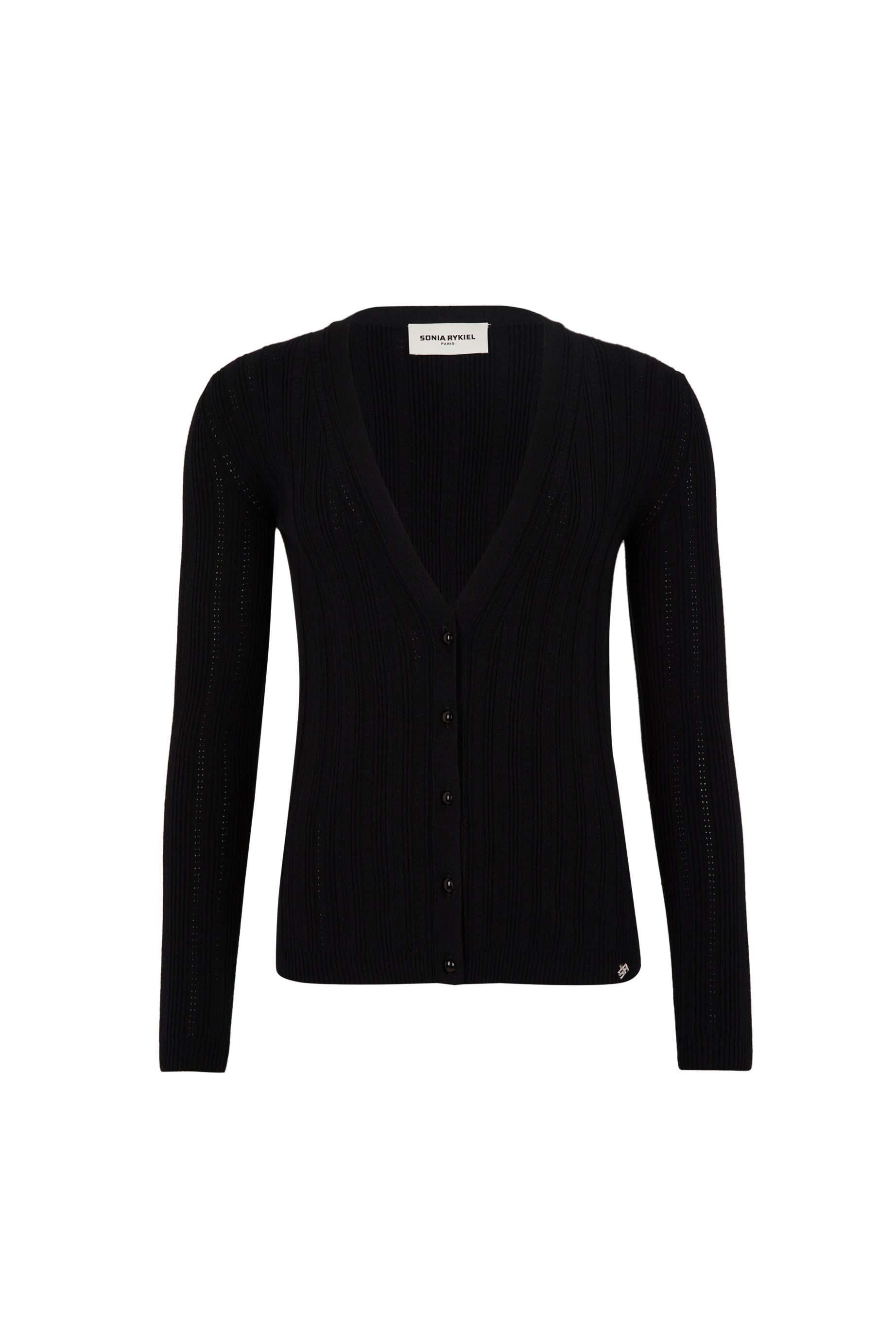 Cardigan à boutons argentés siglés SR - Noir Intense