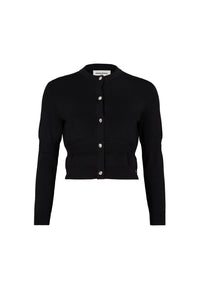 Cardigan court à détails ajourés - Noir