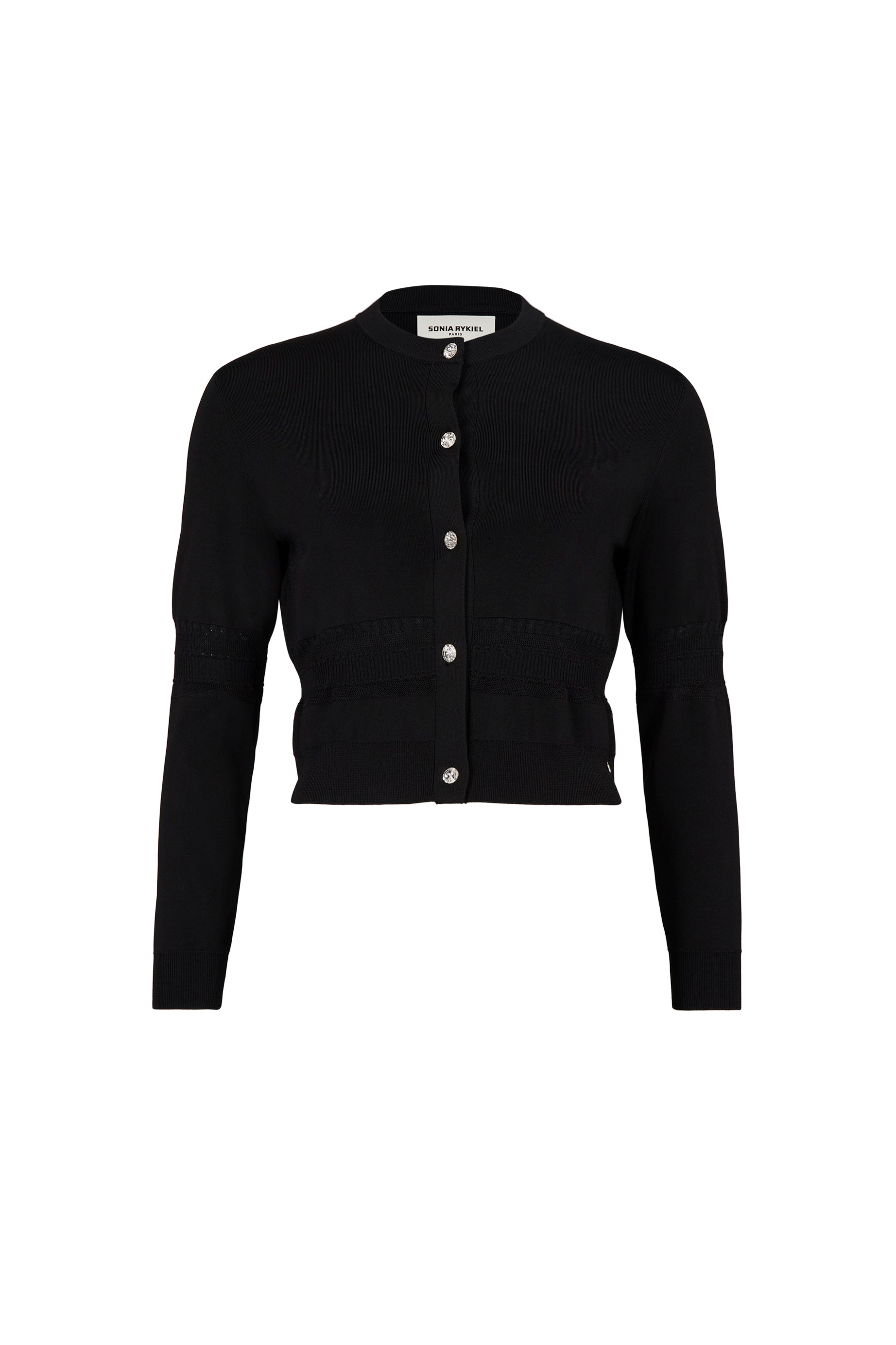 Cardigan court à détails ajourés - Noir