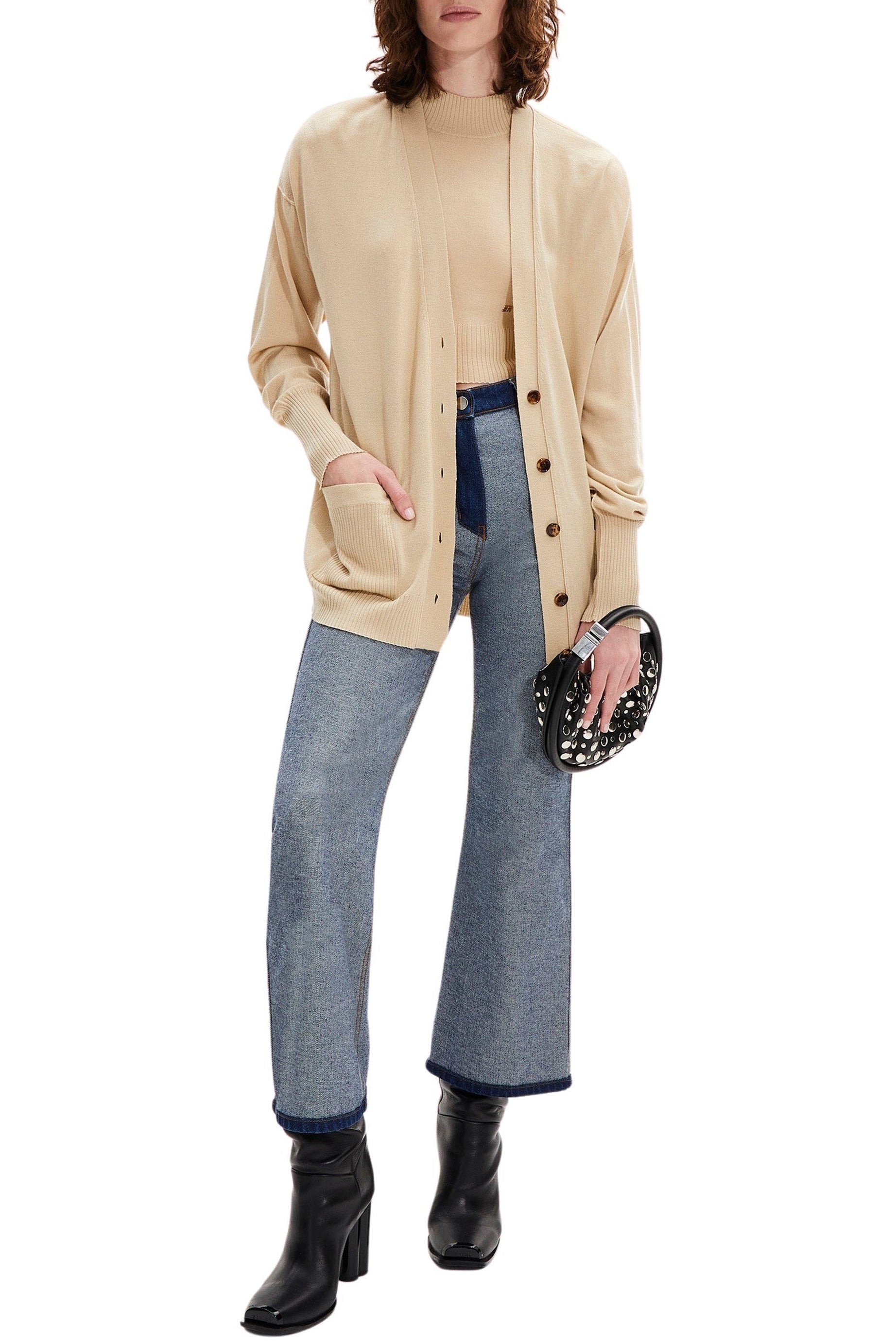Cardigan en merino et soie - Sable