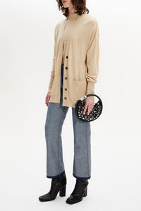 Cardigan en merino et soie - Sable