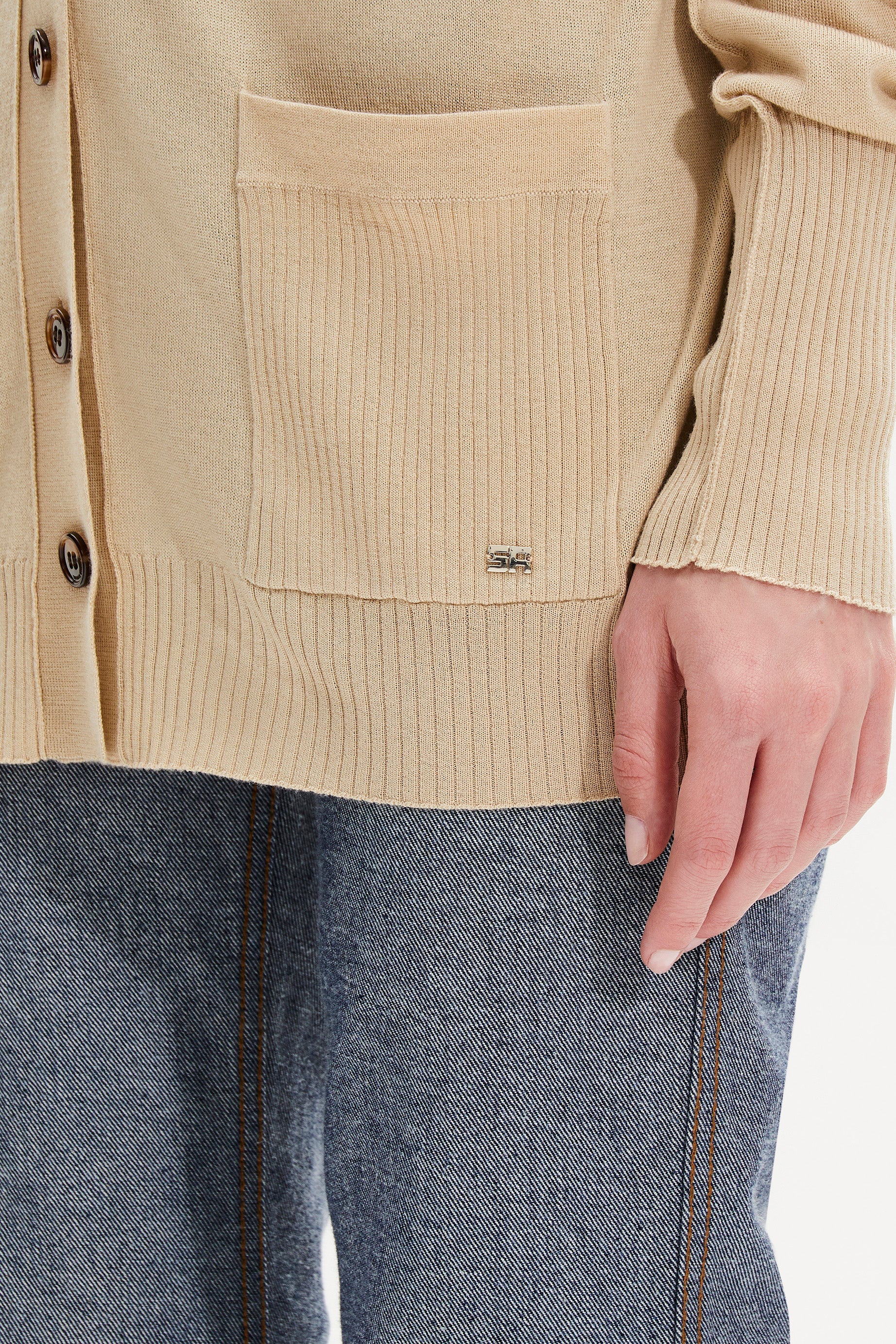 Cardigan en merino et soie - Sable