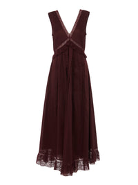 Robe en voile de coton ornée - Acajou Brûlé