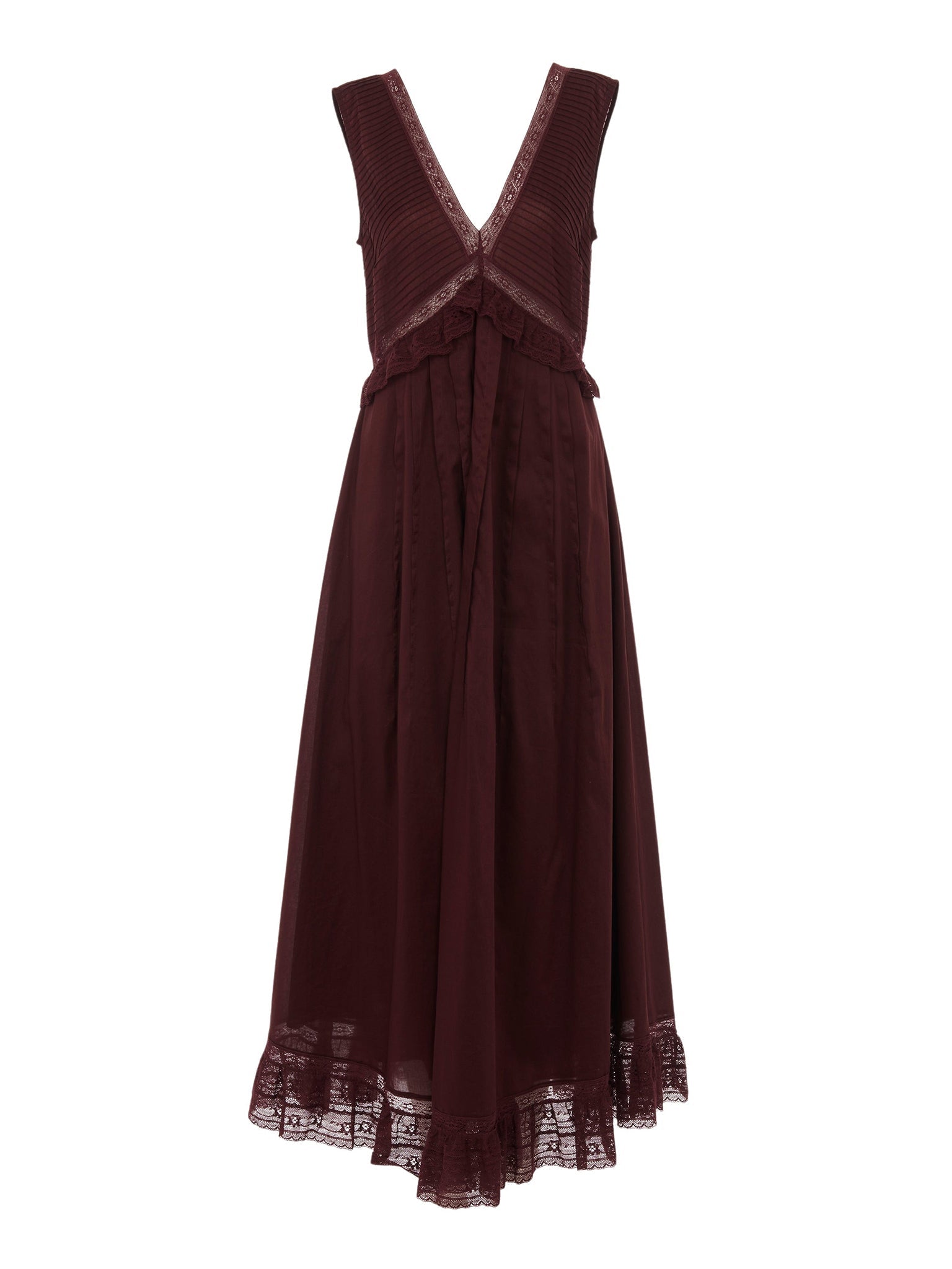 Robe en voile de coton ornée - Acajou Brûlé