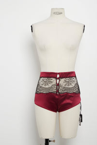 Culotte taille haute boutonnée Moonlight en soie - Noir & Rubis