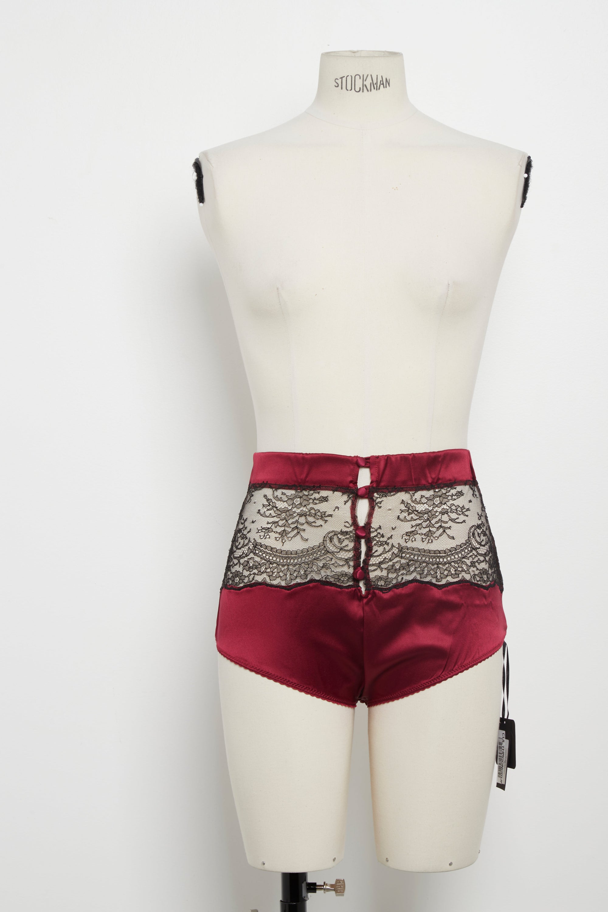 Culotte taille haute boutonnée Moonlight en soie - Noir & Rubis