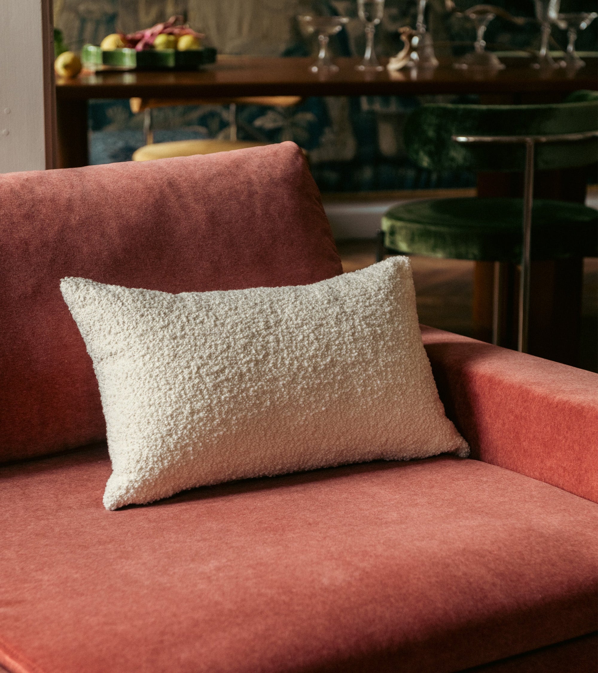 Coussin Carino en laine bouclée - Blanc crème