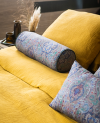 Drap-housse Como en gaze de coton - Moutarde