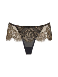 Tanga Splendide en soie - Noir & Or