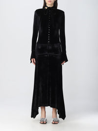 Robe longue ajustée en velours - Black