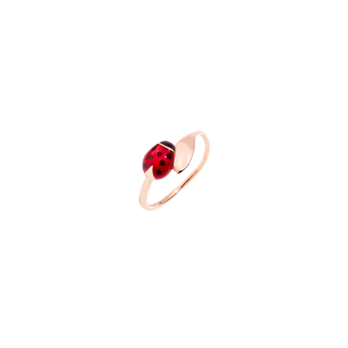 Ladybug rose gold & red enamel Ring - Rose Gold & Black