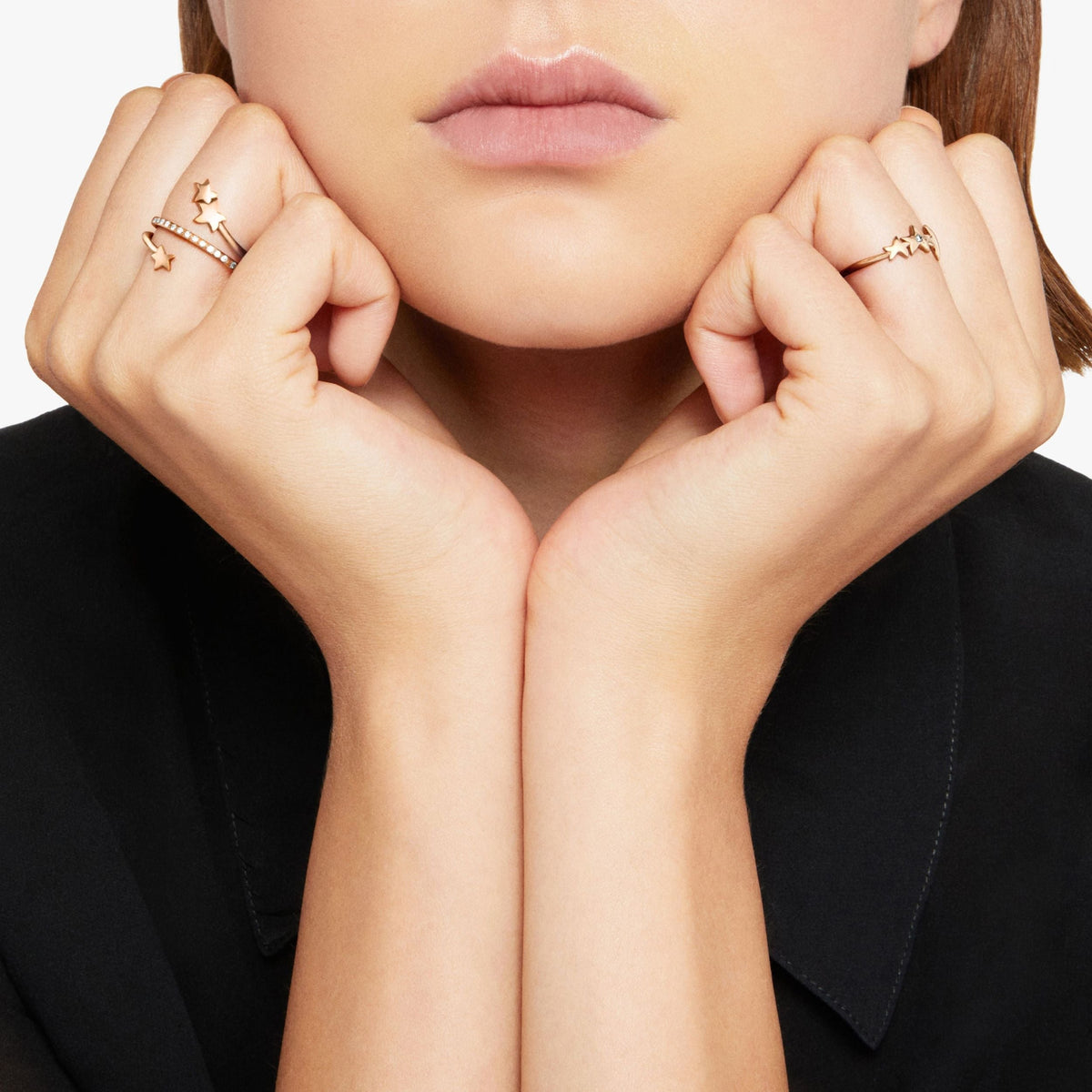 Star rose gold & diamond Ring - Rose Gold