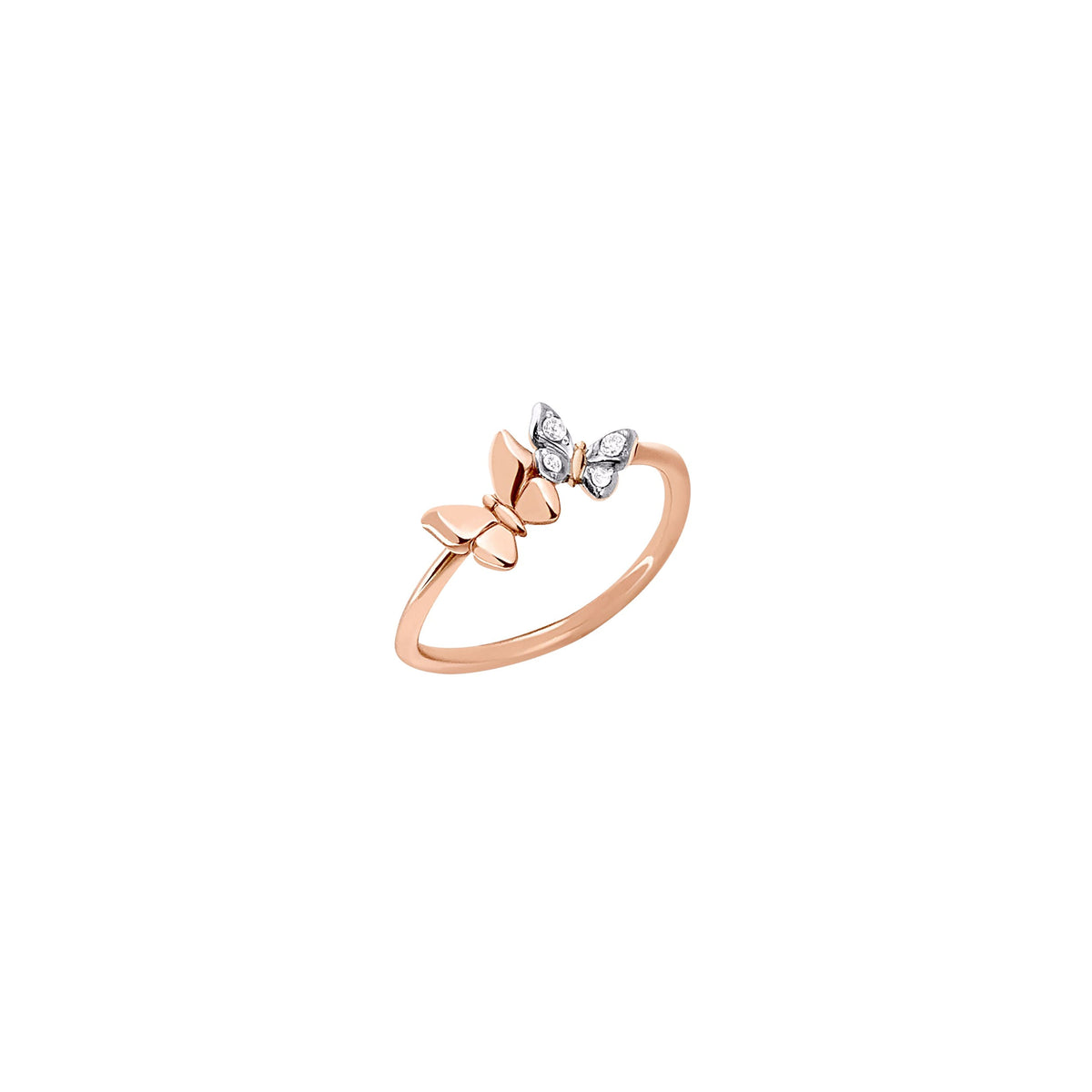 Butterfly rose gold & diamonds Ring - Rose Gold