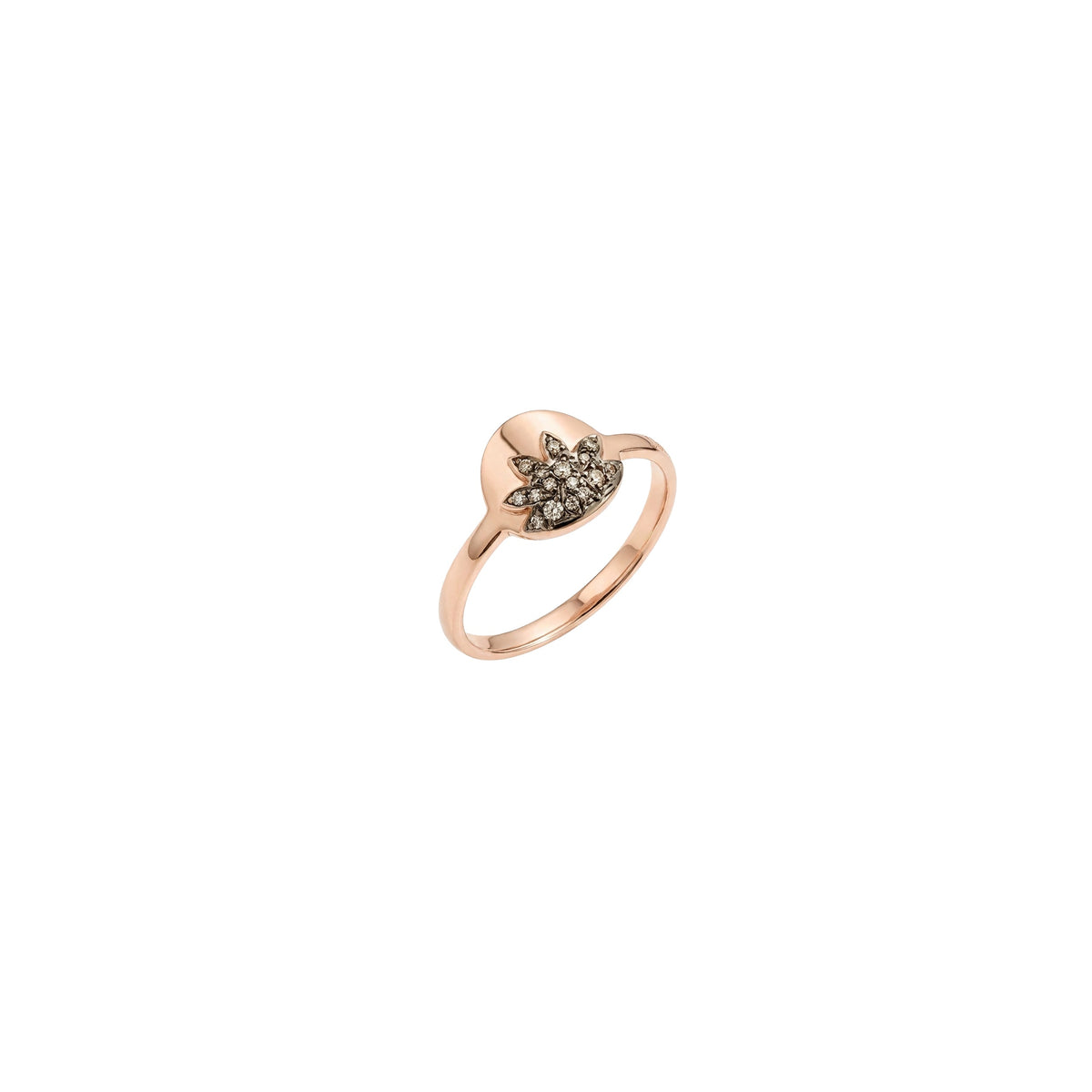Moon & Sun rose gold & brown diamonds Ring - Rose Gold