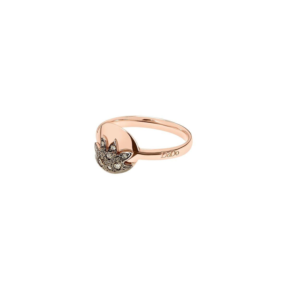 Moon & Sun rose gold & brown diamonds Ring - Rose Gold