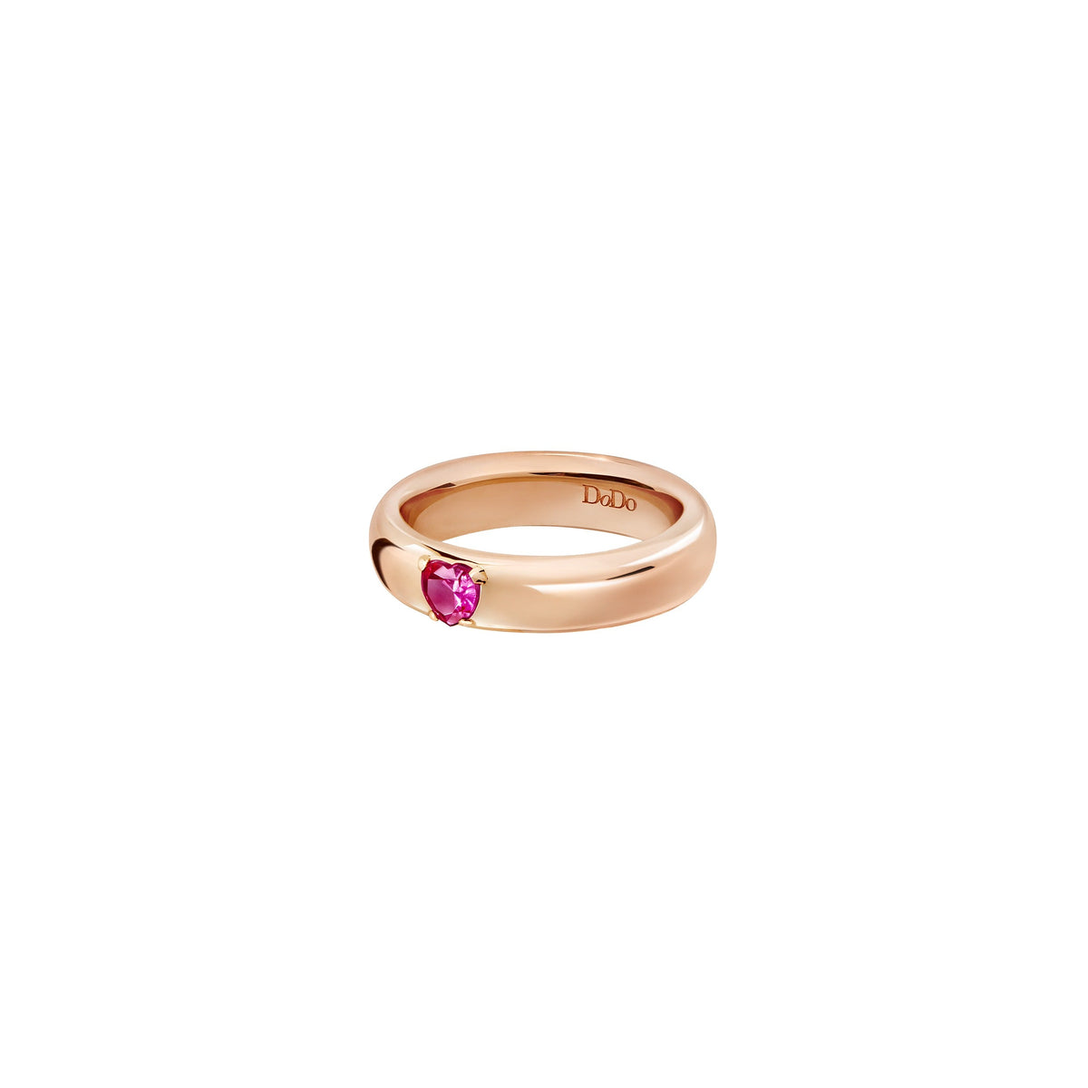Heart rose gold & ruby Ring - Rose Gold