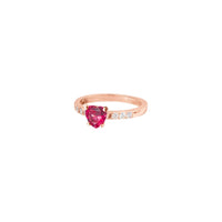 Heart rose gold ruby & diamonds Ring - Rose Gold