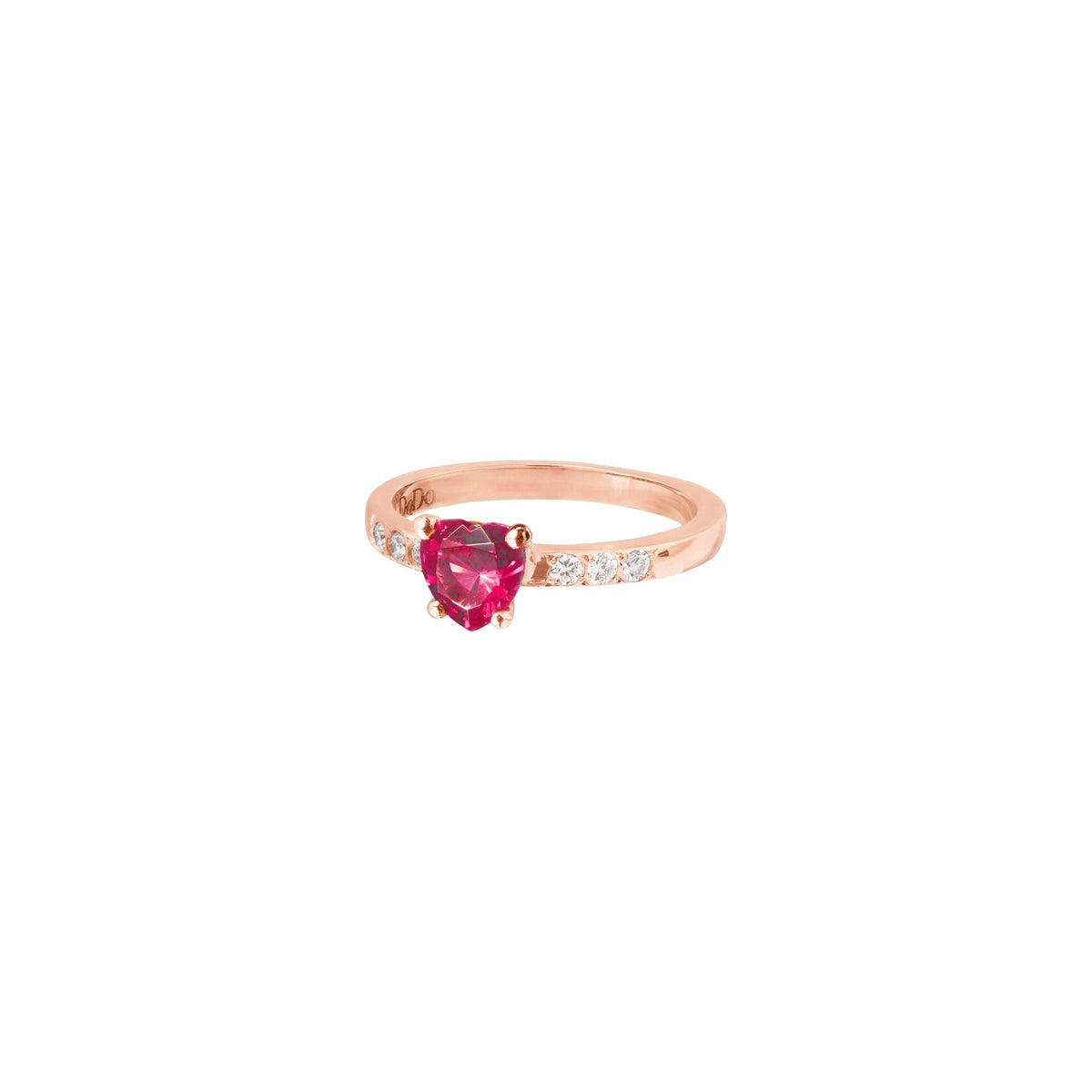 Heart rose gold ruby & diamonds Ring - Rose Gold