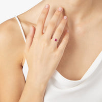 Heart rose gold ruby & diamonds Ring - Rose Gold