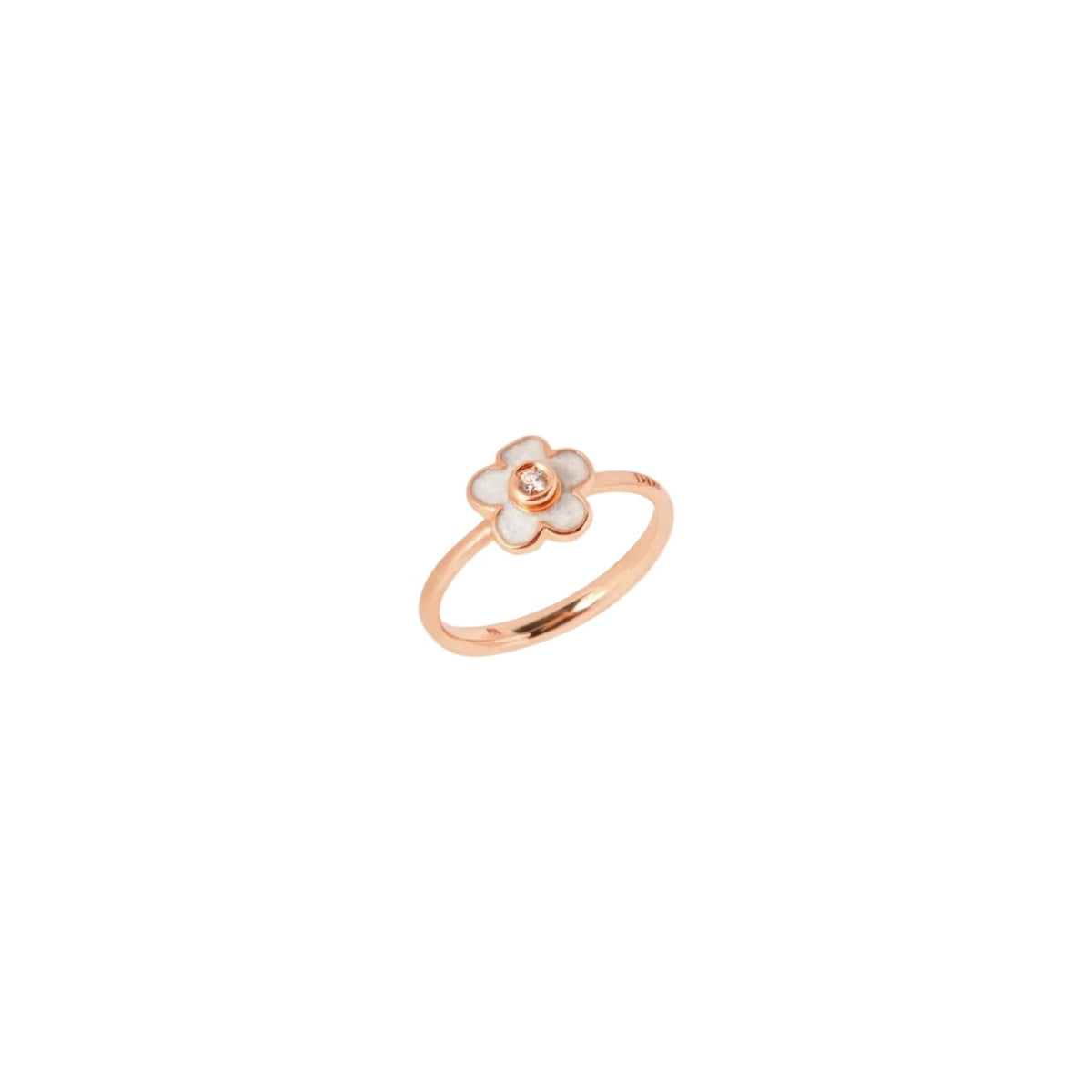 Flower rose gold & mother-of-pearl diamond Ring - Rose Gold
