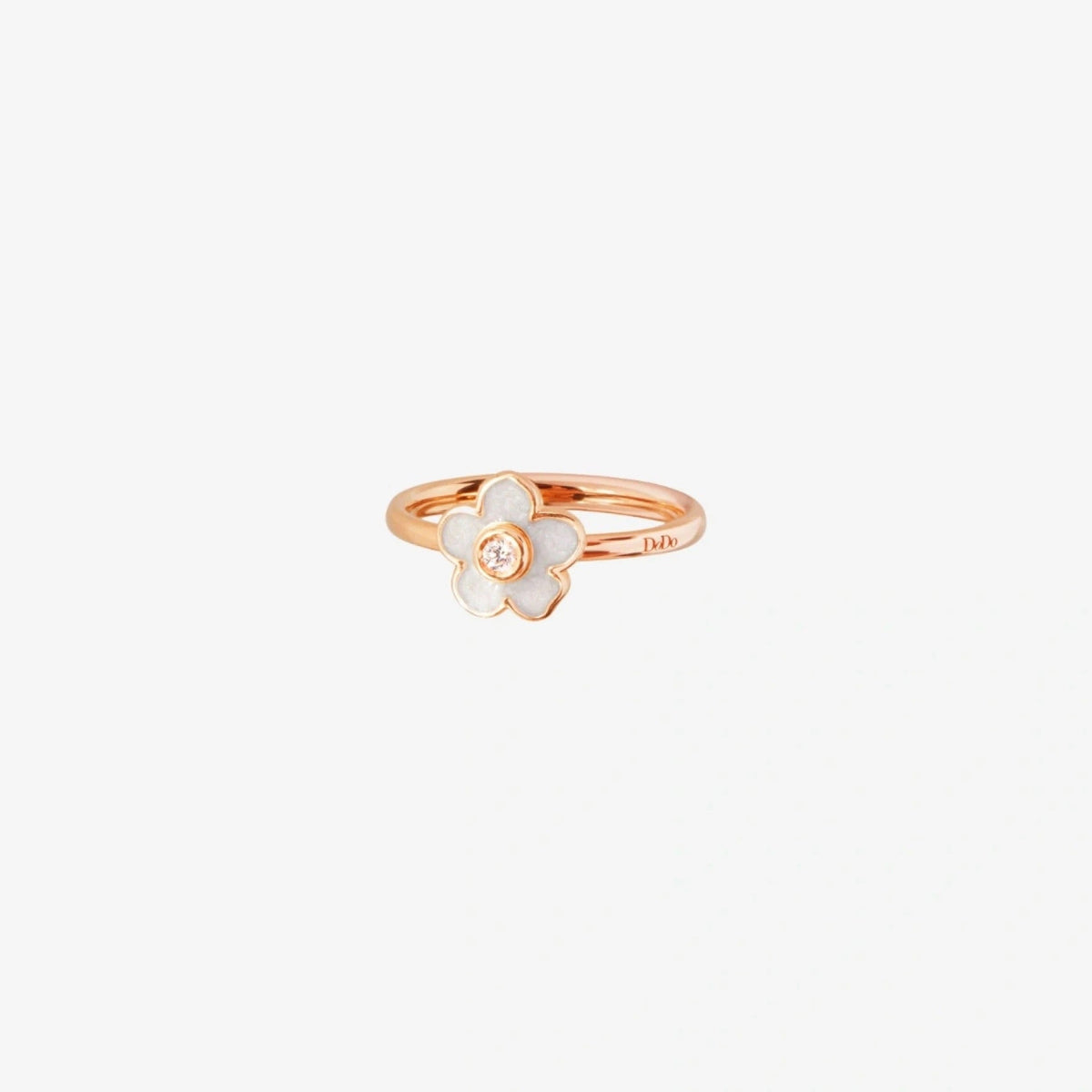 Flower rose gold & mother-of-pearl diamond Ring - Rose Gold