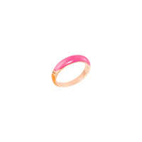 Rondelle rose gold plated silver & orange & pink enamel Ring - Silver & Orange