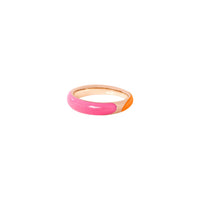 Rondelle rose gold plated silver & orange & pink enamel Ring - Silver & Orange