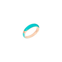 Rondelle rose gold plated silver & bi-color turquoise enamel Ring - Silver & Blue