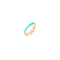 Rondelle rose gold plated silver & bi-color turquoise enamel Ring - Silver & Blue