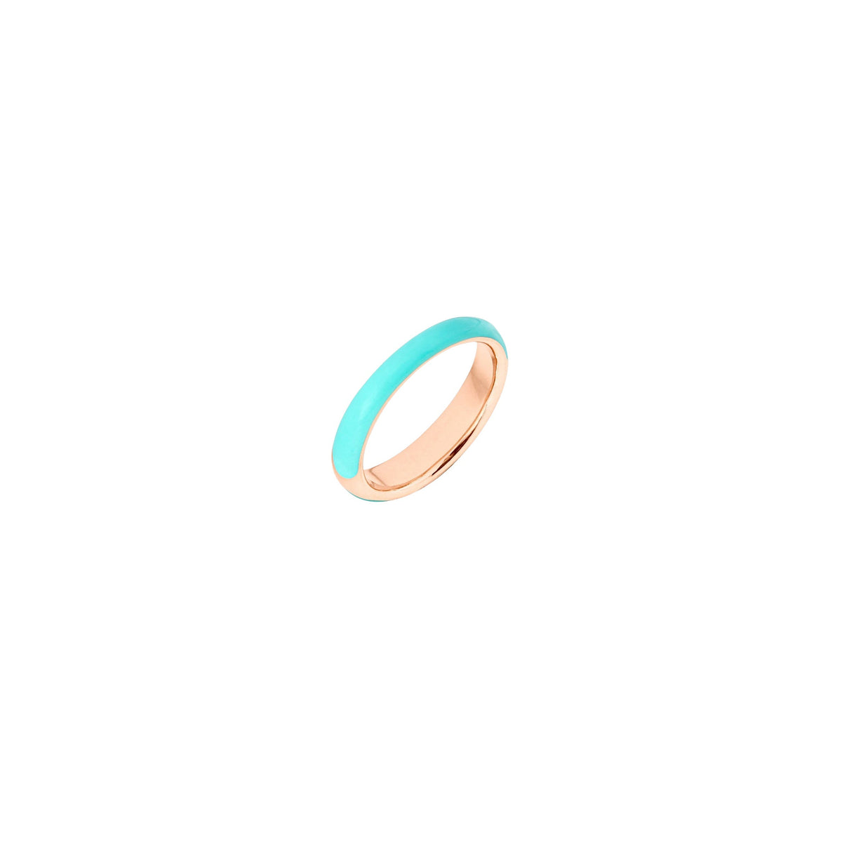 Rondelle rose gold plated silver & bi-color turquoise enamel Ring - Silver & Blue