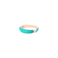 Rondelle rose gold plated silver & bi-color turquoise enamel Ring - Silver & Blue