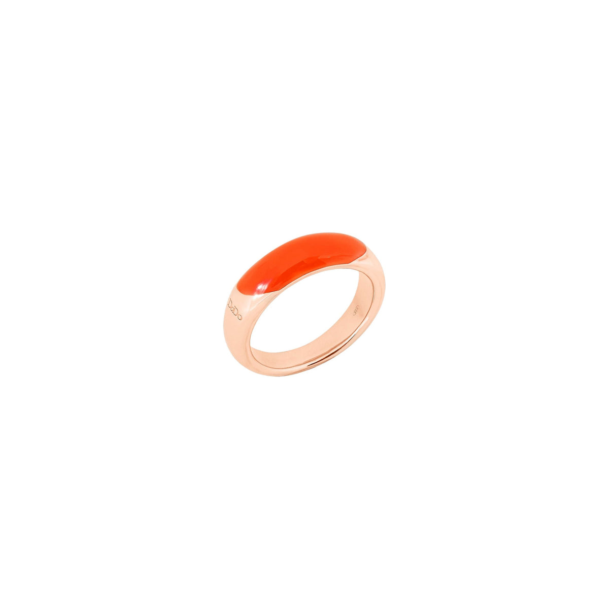 Rondelle rose gold plated silver & red enamel Ring - Silver & Red