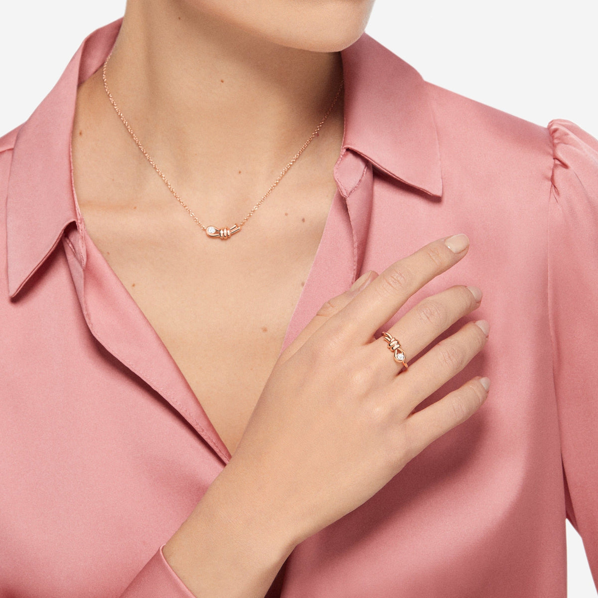 Nodo rose gold & diamond Ring - Rose Gold