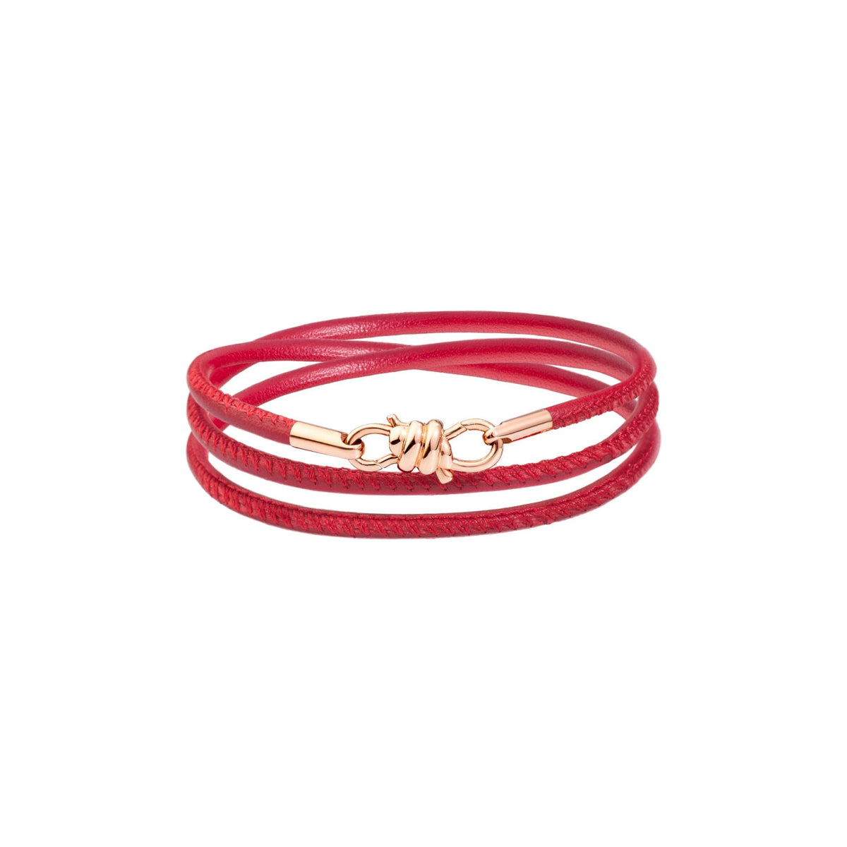 Nodo rose gold & burgundy leather cord Bracelet - Rose Gold & Burgundy