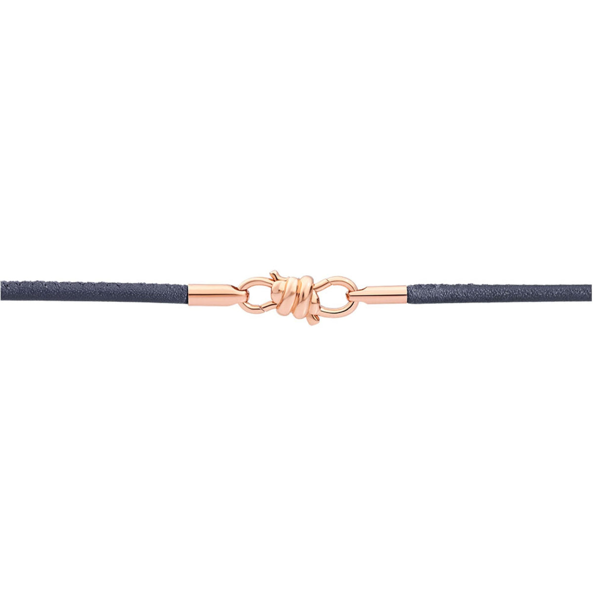 Nodo rose gold & blue leather cord Bracelet - Rose Gold & Grey