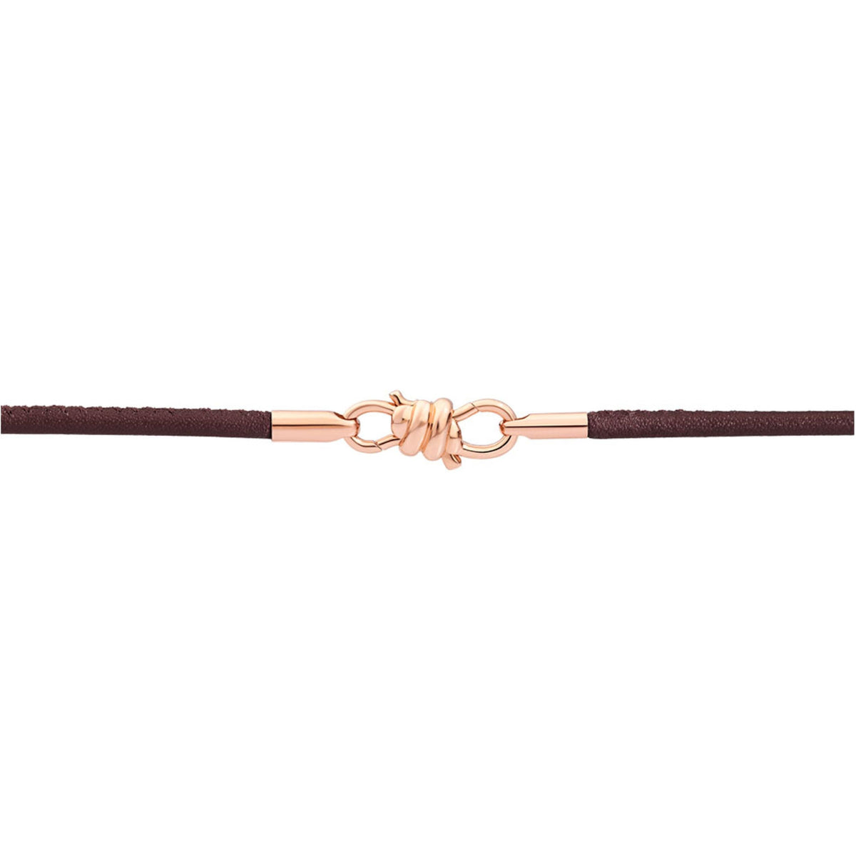 Nodo rose gold & brown leather cord Bracelet - Rose Gold & Brown