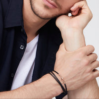Nodo rose gold & black leather cord Bracelet - Rose Gold & Black