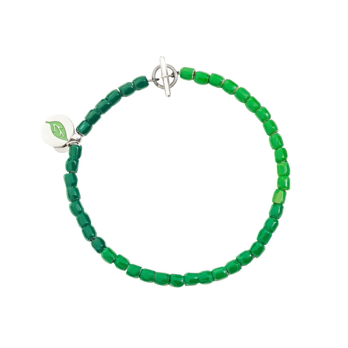 Tenaka mini granelli recycled plastic Bracelet - Silver & Green