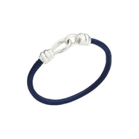 Nodo silver & navy cord Bracelet - Silver