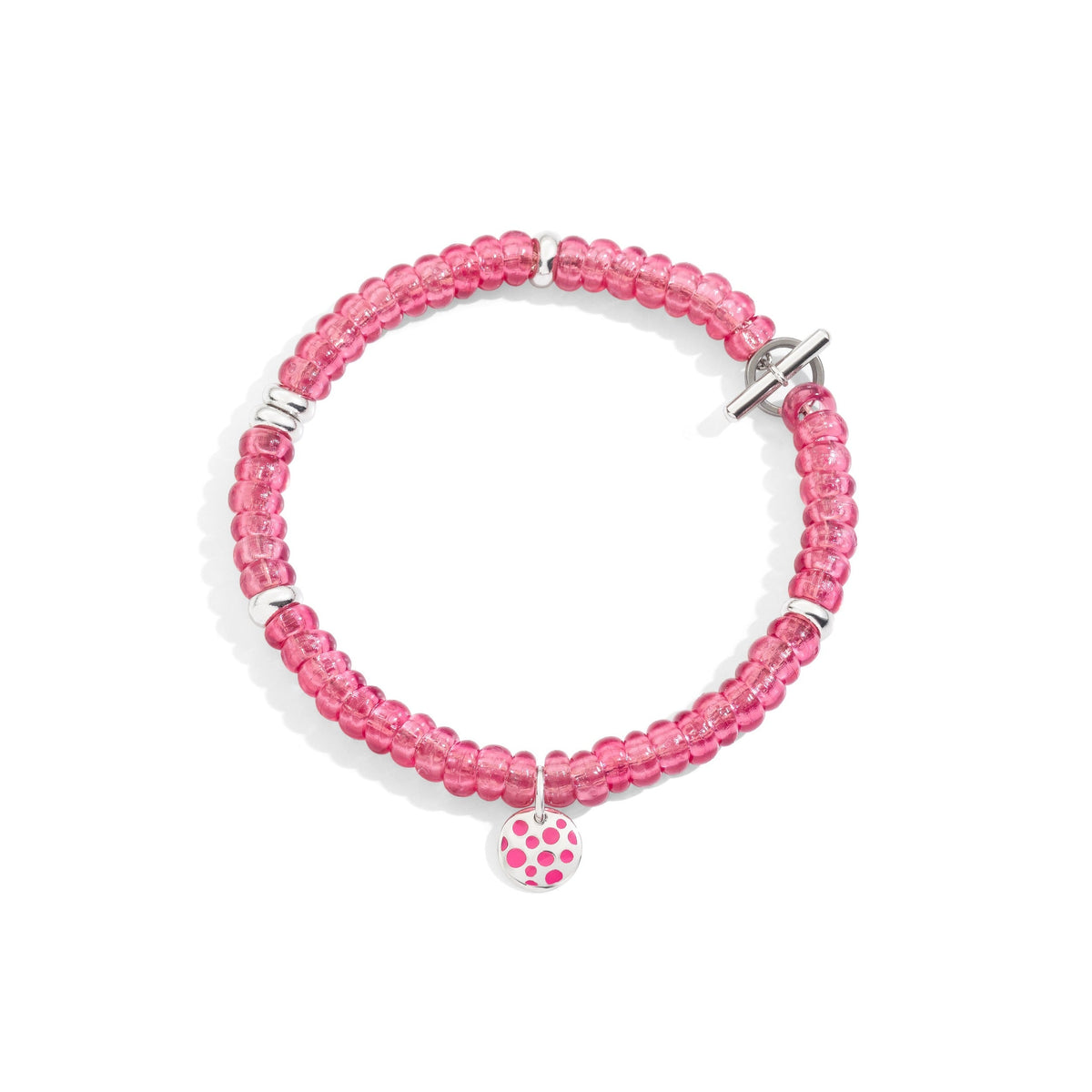 Rondelle sterling Silver & recycled plastic Bracelet - Silver